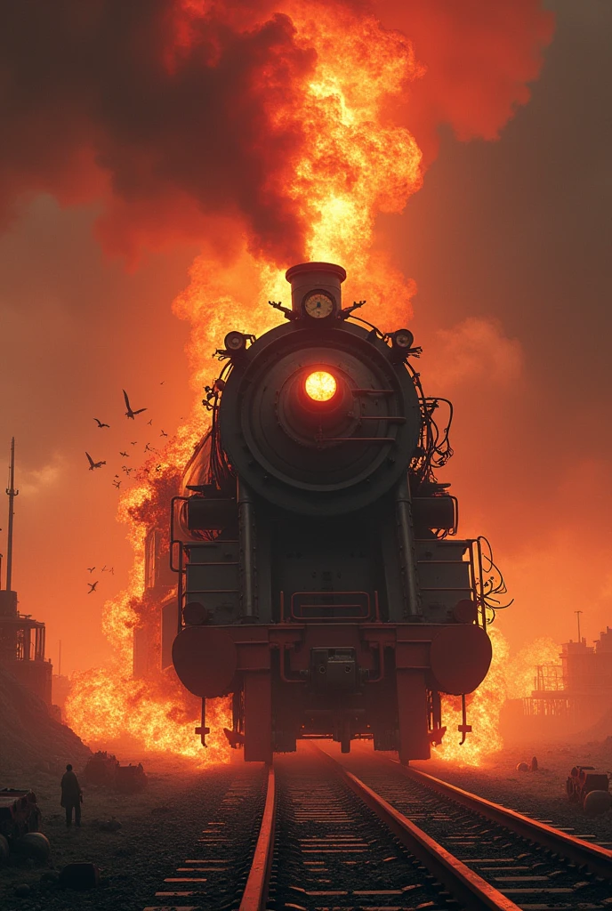 train of cataclysm, a train heading straight to hell, burning, speed, carnage, horror, uncertainty, great demonic possesion