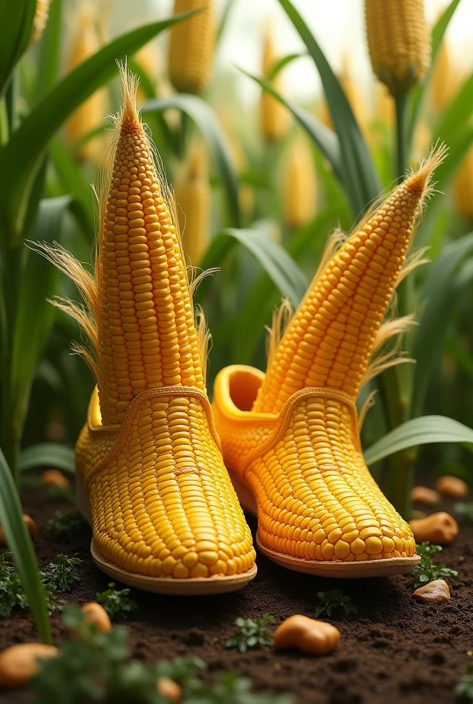 Imagina unos zapatos increíbles de maiz 🌽 donde se busca detalladamente y tenga un fondo increíble