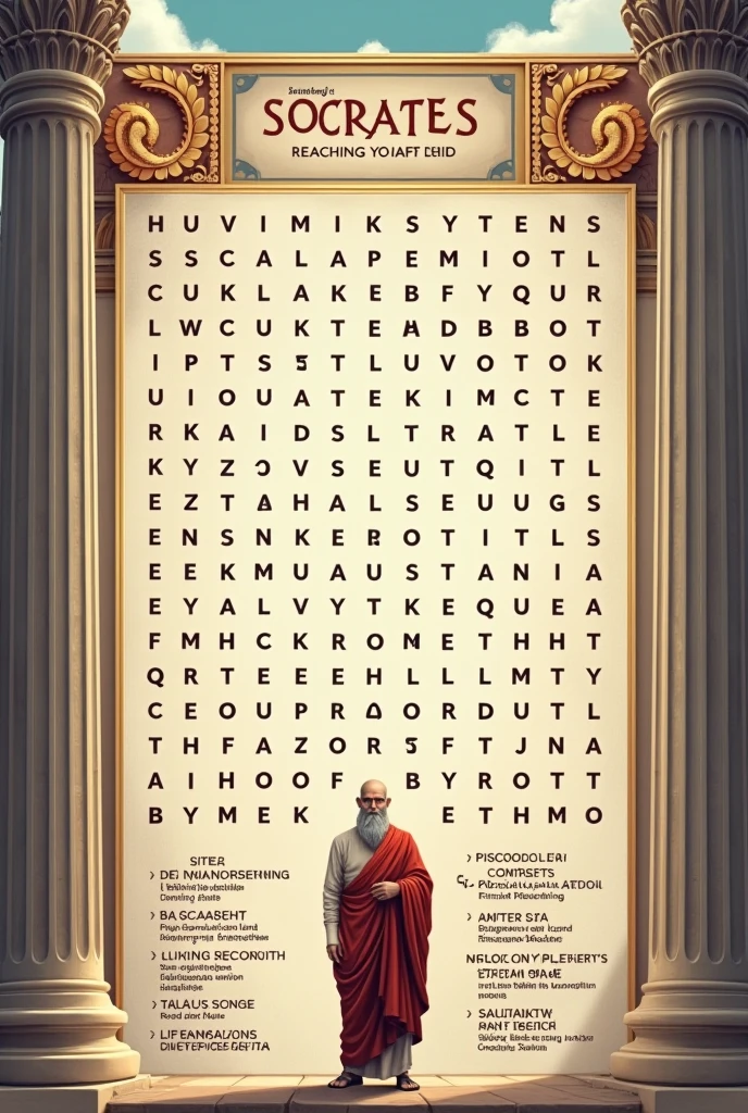 Create a word search with words related to Socrates (Socratic method)