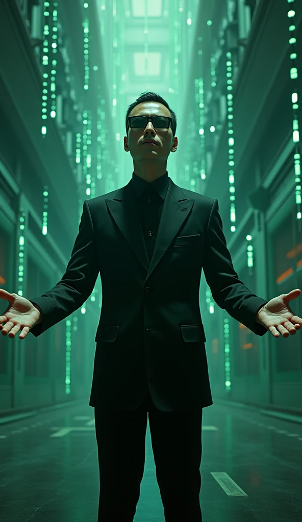 Here is the rephrased hint:
Justin Sun in Matrix style Holds both hands in front of him. As if offering or transmitting something. And Grandpa is like Neo from the Matrix