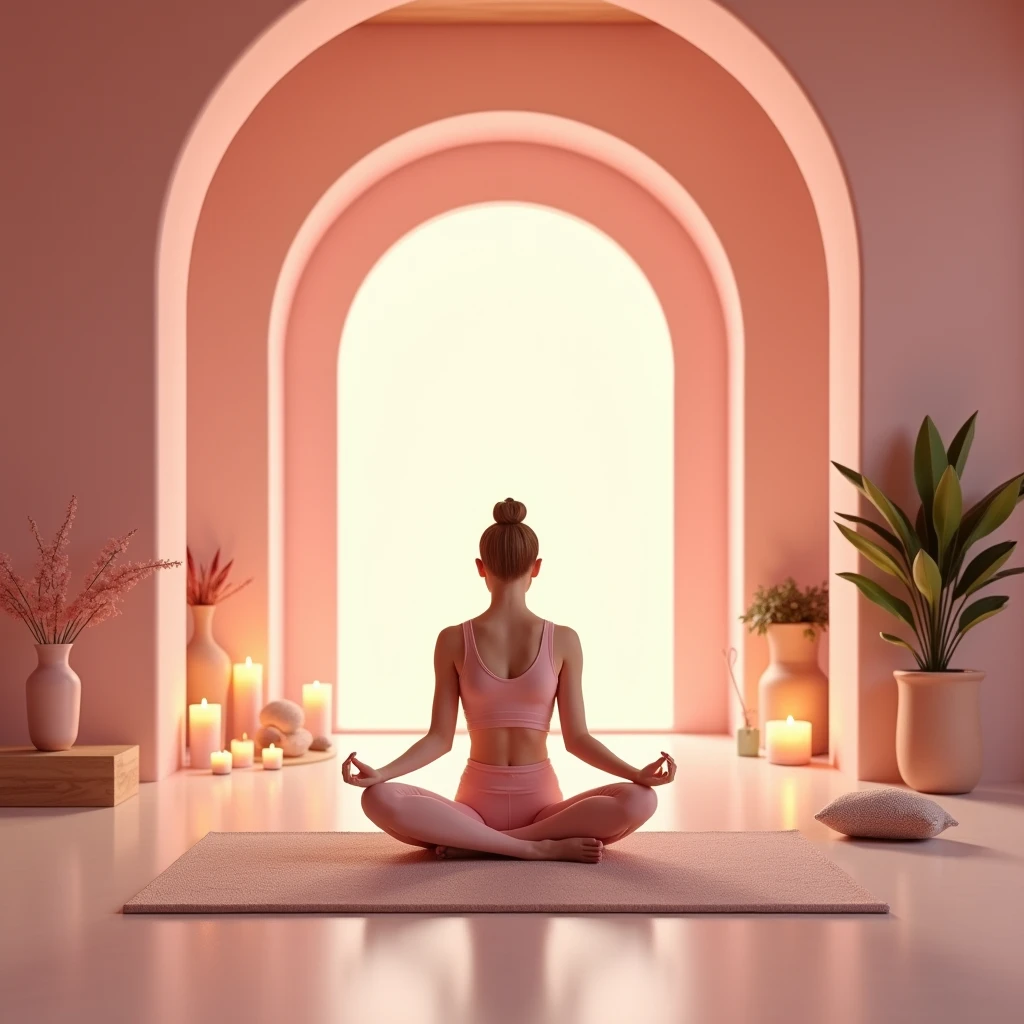 meditation、Yoga Studio、pink、A space for relaxation、