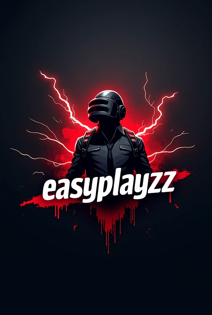A professional pubg gaming logo named EasyPlayzZz using thunder and blood for youtube