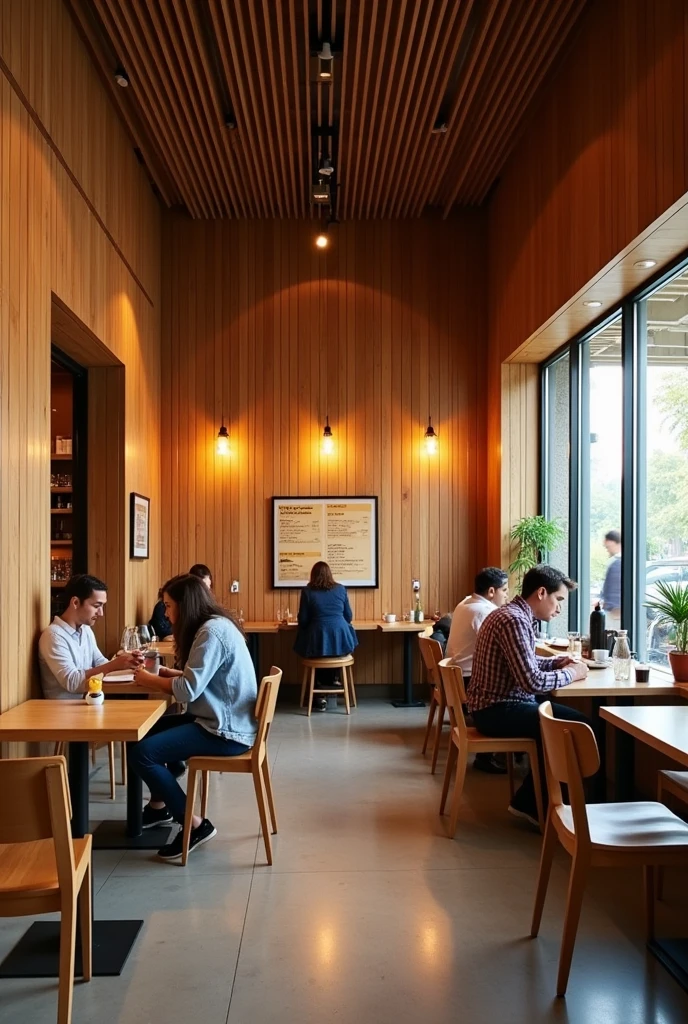 acoustic Wood panel in cafe