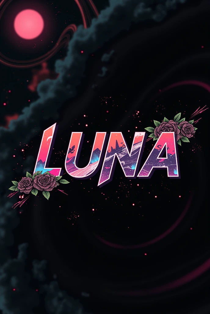 High resolution, logo spelling swiftly “Luna” cool, Jdm theme, anime theme, Cyberpunk vibe name spelling, brand logo, logo for tshirt, brand logo “LUNA”, neon vibes, acid trip vibes, acid trip, shooting stars, acid trip inside “LUNA”, acid trip, hallucinations inside “LUNA”, Waves of hallucinations, purple, techno hallucinations inside “LUNA”, Acid trip hallucinations inside “LUNA” , Waves of hallucinations inside “LUNA, splash, black roses with green leaves, blood moon, horror, iceberg,