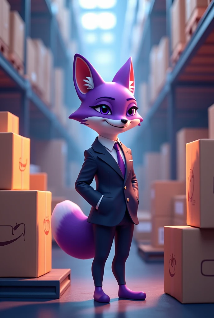 PURPLE FOX, LOGISTIC WITH BOXES, LOGO Business