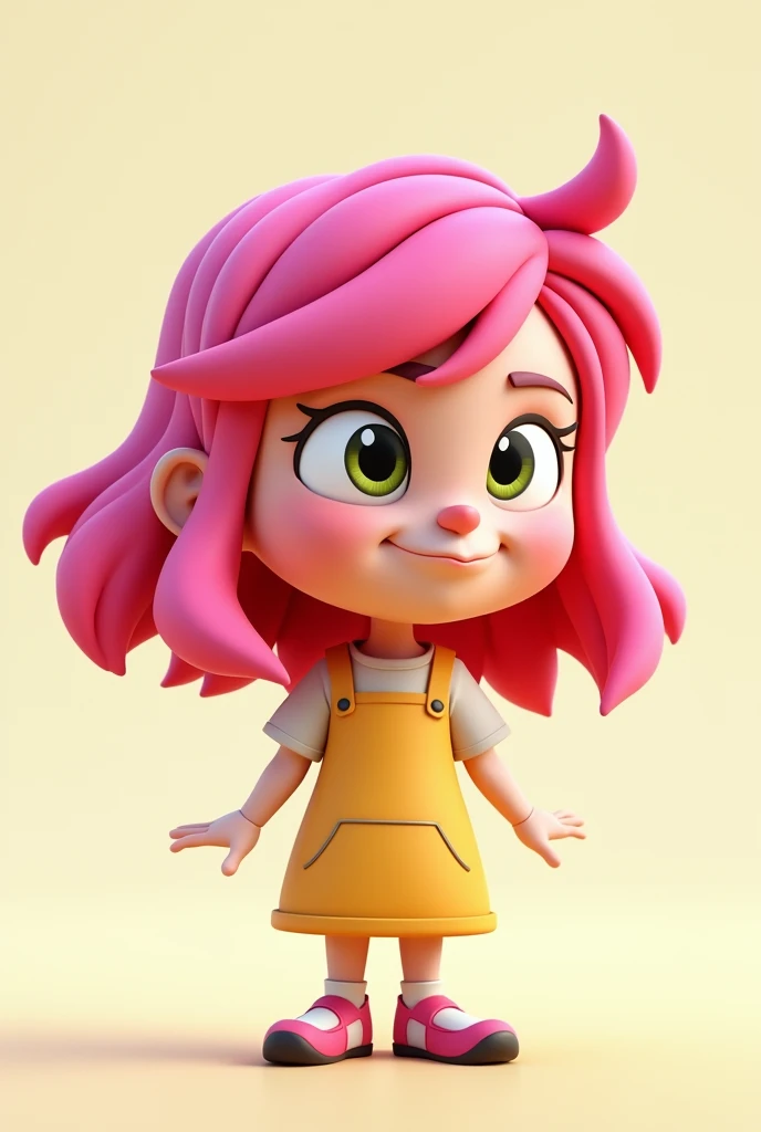 3D Cartoon of a Pink Haired Girl Squinting