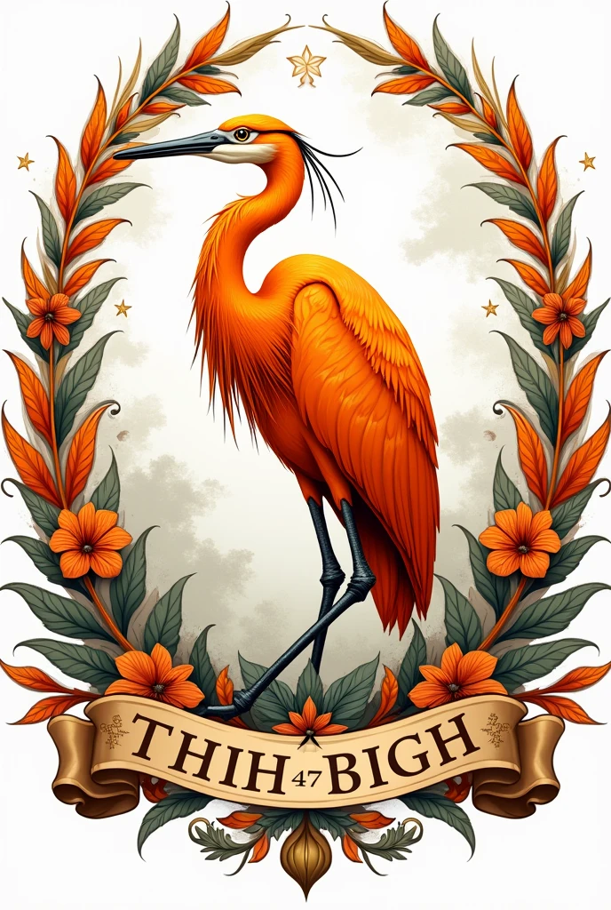 Create a UAEH High School #3 crest with an orange heron that says the 47th anniversary