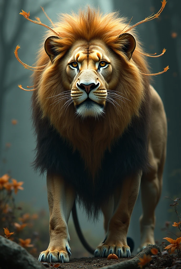 A mix of lion with treble clef mixed in his face