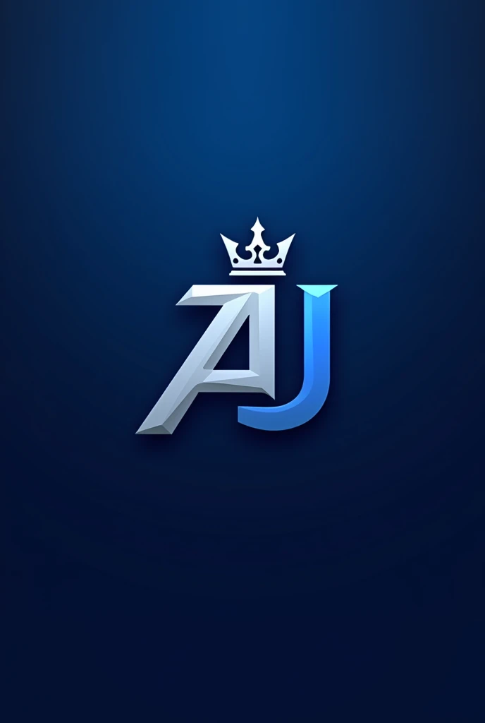 a youtuber logo with the letters A and J and a crown on a blue background