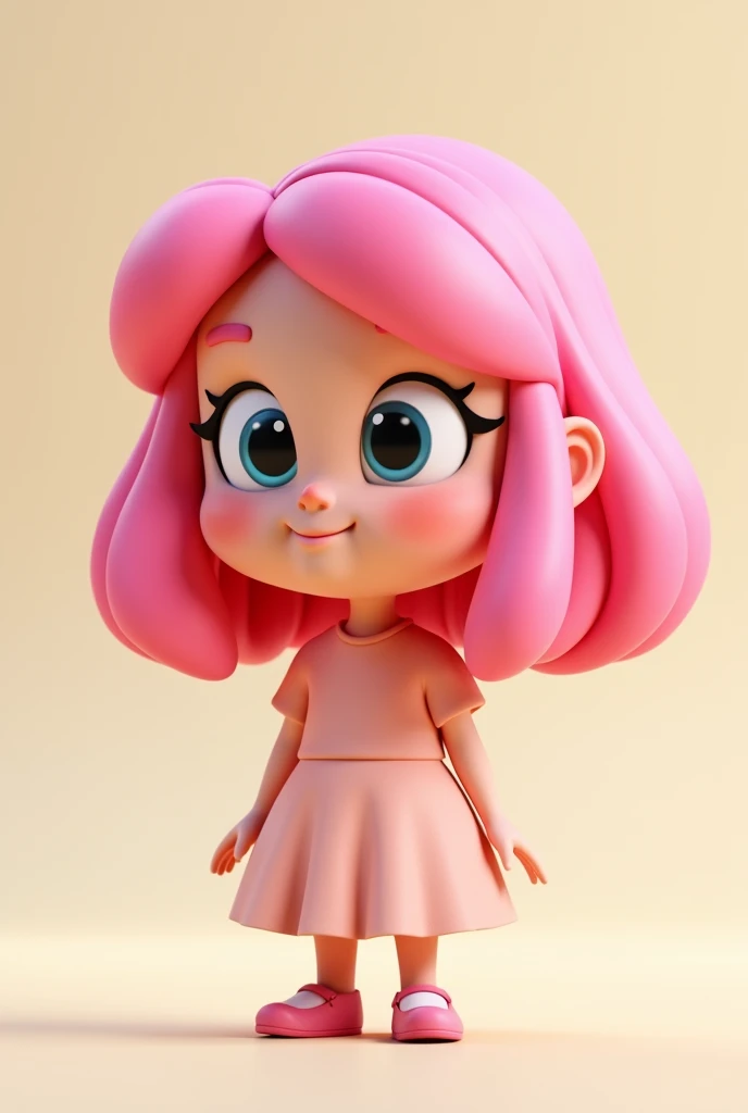 3D Cartoon of a Pink Haired Girl Squinting Left
