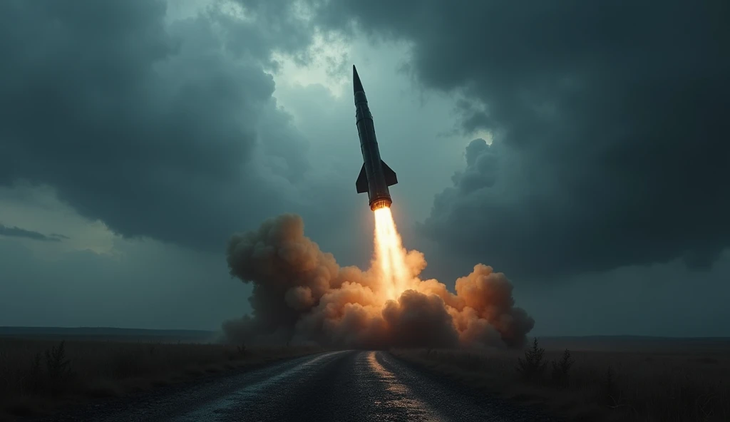 iskander missile firing, gloomy weather