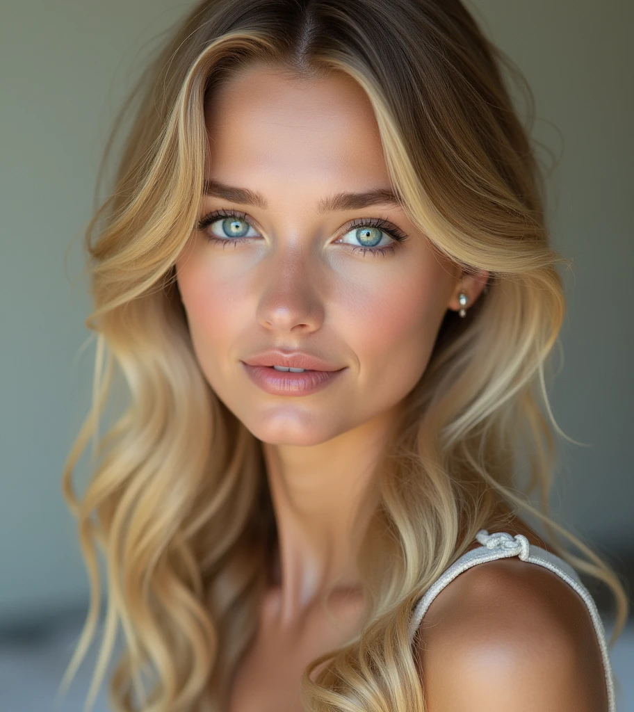 A very pretty woman, blonde and blue eyes