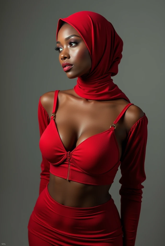 Muslim women red bra in big boobs and hot body
