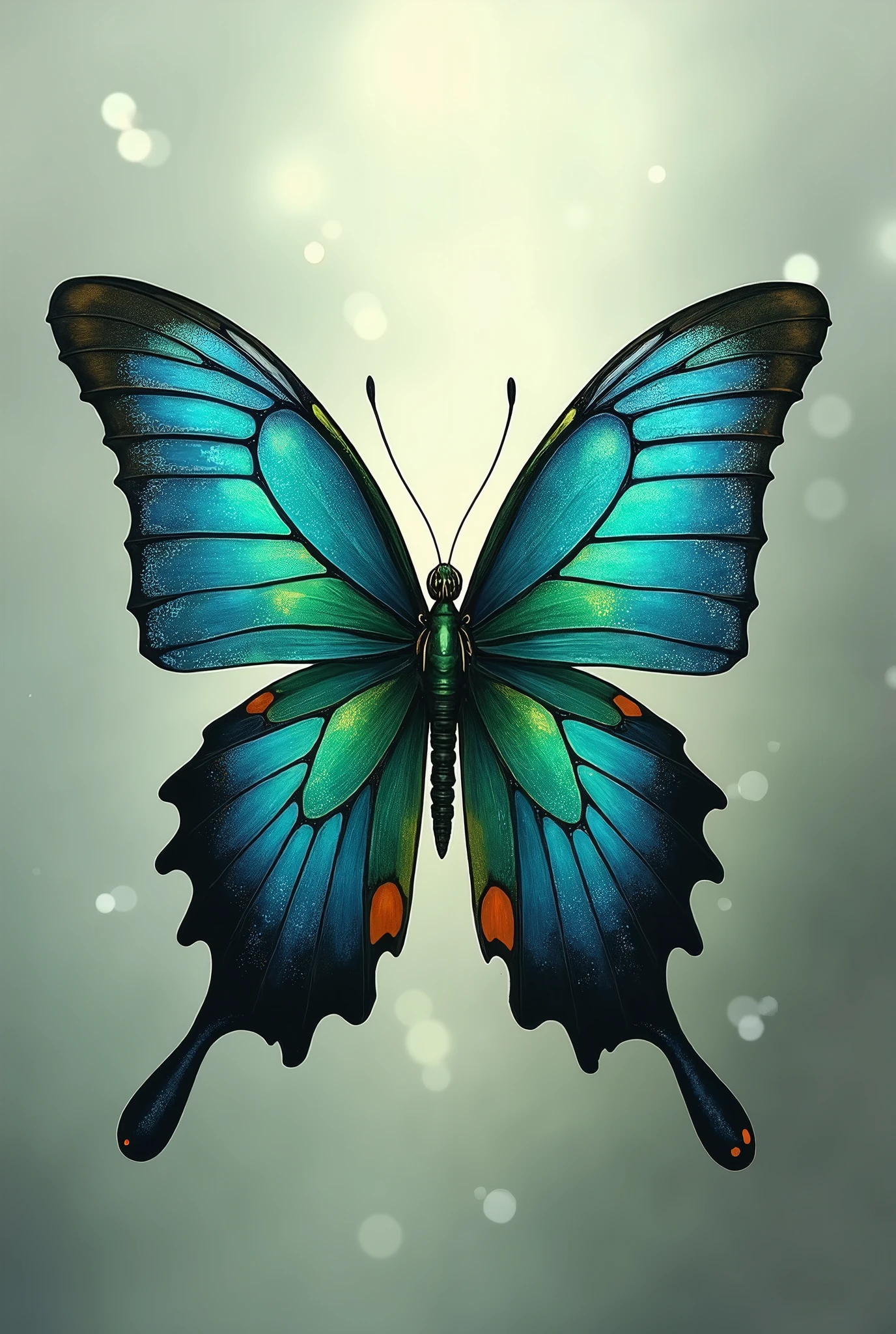 I want something that the butterfly has or is, That is to say, I want a blue morpho butterfly together with the emerald comet butterfly. I want a combination and for it to be like a puzzle. 