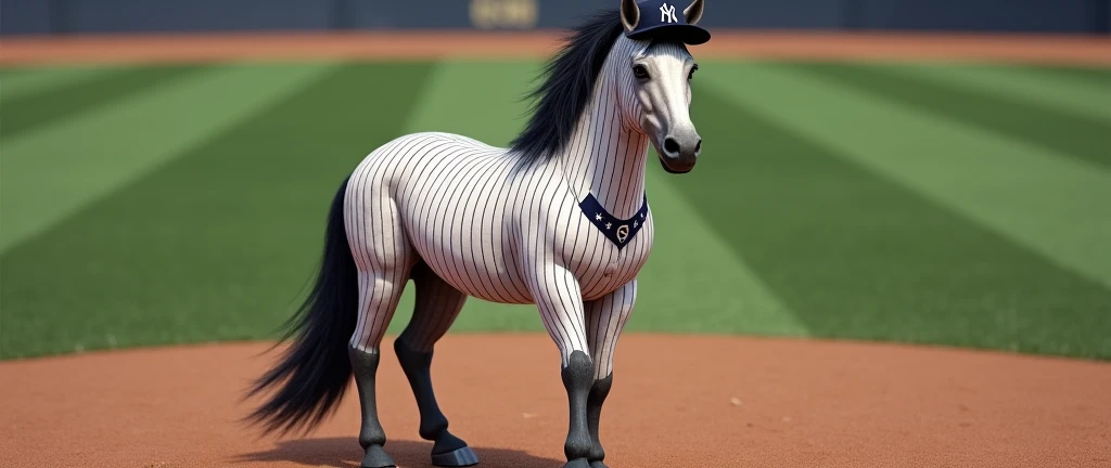 Baseball horse player with Yankees Uniform