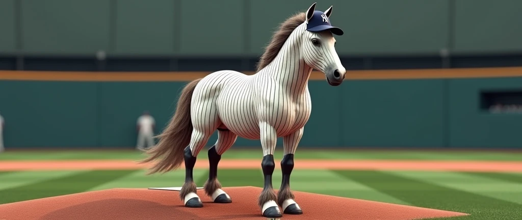 Baseball horse player with Yankees Uniform