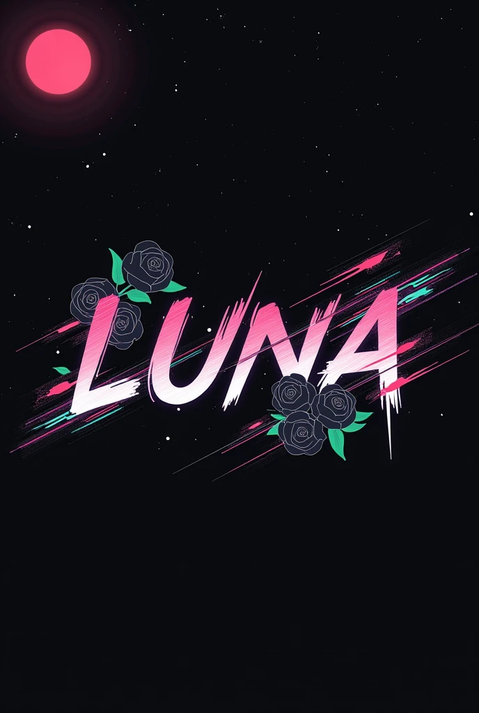 High resolution, logo spelling swiftly “Luna” cool, Jdm theme, anime theme, Cyberpunk vibe name spelling, brand logo, logo for tshirt, brand logo “LUNA”, neon vibes, acid trip vibes, acid trip, shooting stars, acid trip inside “LUNA”, acid trip, hallucinations inside “LUNA”, Waves of hallucinations, purple, techno hallucinations inside “LUNA”, Acid trip hallucinations inside “LUNA” , Waves of hallucinations inside “LUNA, splash, black roses with green leaves, blood moon, horror,