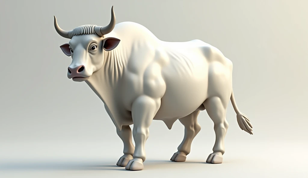 now make a white ox in a sideways arrangement, I want the realistic image
