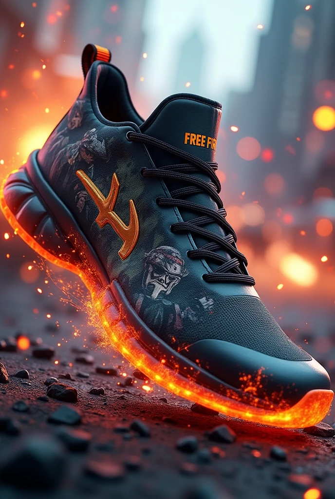 Imagine incredible free fire sneakers with a luxury of details and an incredible background of the characters