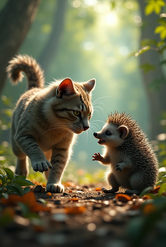 Cat + Hedgehog: fight scene
