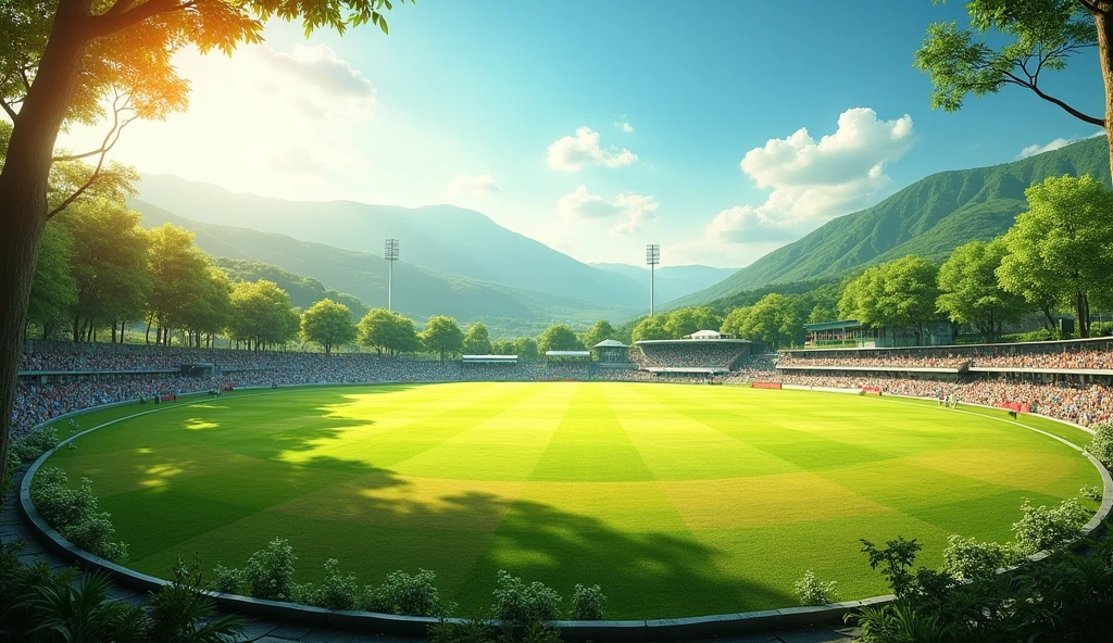 A cricket ground in background no man include with beautifull colours