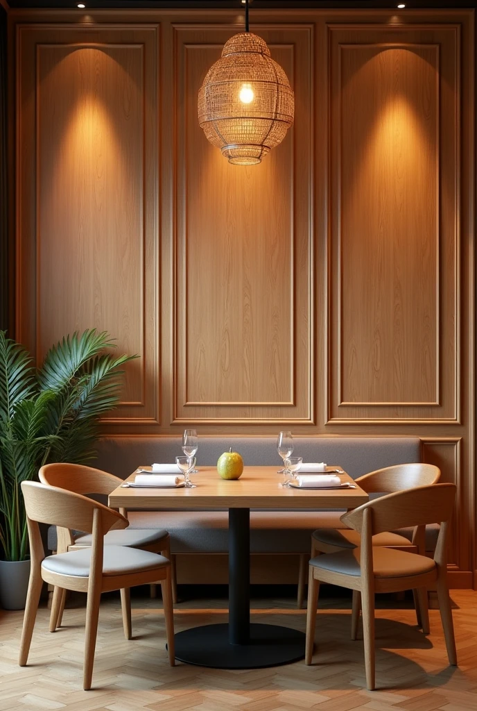acoustic wood panel wallpaper in restaurant