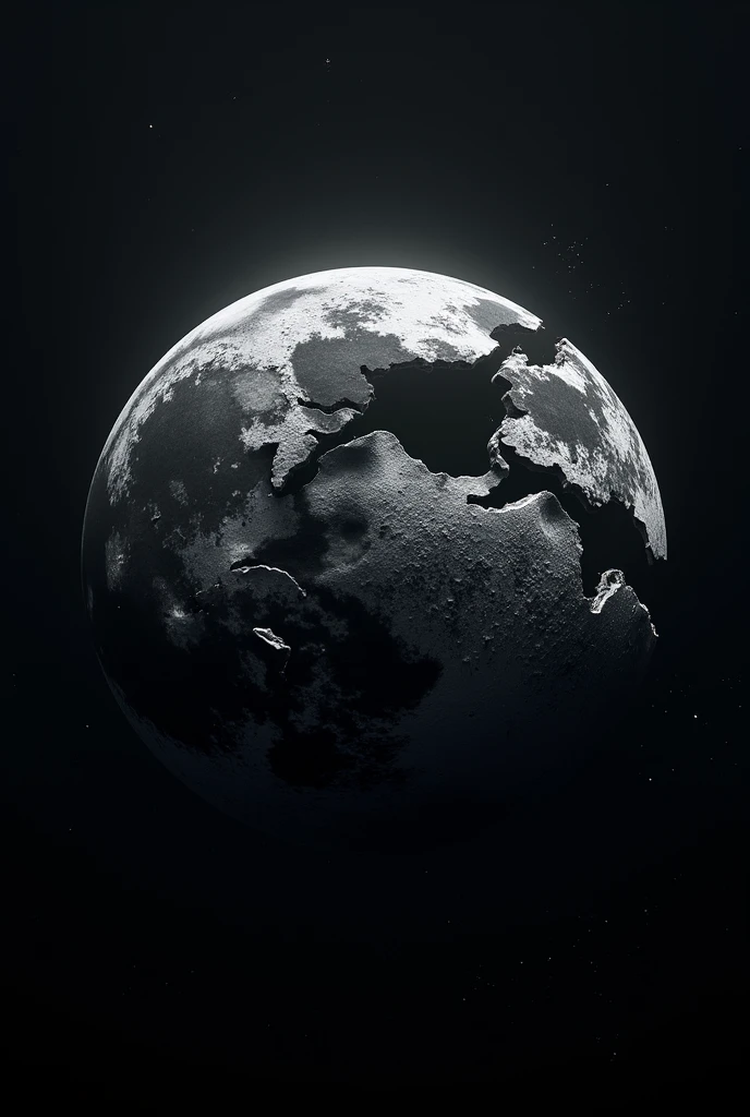 Destroyed moon floating in space