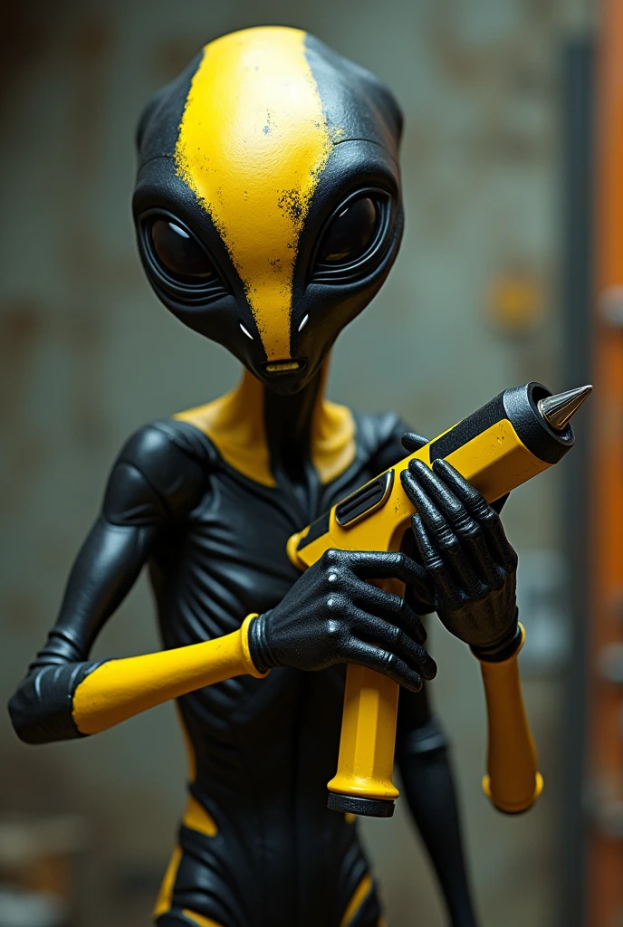 An ET with an automotive paint gun, in black and yellow colors