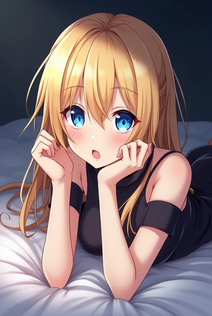 A mature girl、Blonde、long hair、4K、R18、Background Bed、front、28 years old