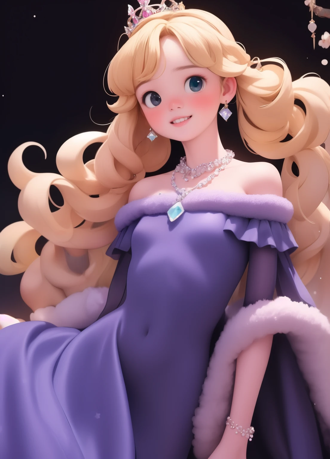 (masterpiece、Highest quality、Highest quality、Official Art、Beautiful and beautiful:1.2)、(One person:1.3)Hatsune Miku、Twin tails,Beautiful breasts, Katsushika Hokusai,((RAW shooting:1.5, Realistic:1.5, 8k)), (Highest quality, masterpiece, Ultra-high resolution), Inside a French palace, Professional camera work:1.3, Highly detailed skin and facial textures:1.3, Glowing light effect, Super Detail:1.3, A cute Polish girl, Fair skin, Glowing Skin, (Transparency:1.4, Small face), Very cute face:1.5, (Transparencyを感じる目:0.9, Looking into the distance), smile:1.0, (Mouth slightly open:0.4, Transparencyを感じる口当たり:0.7), double eyelid, Super long blonde hair, tiara, Necklaces and earrings, ((How to wear an elegant, shiny satin off-the-shoulder princess dress correctly))