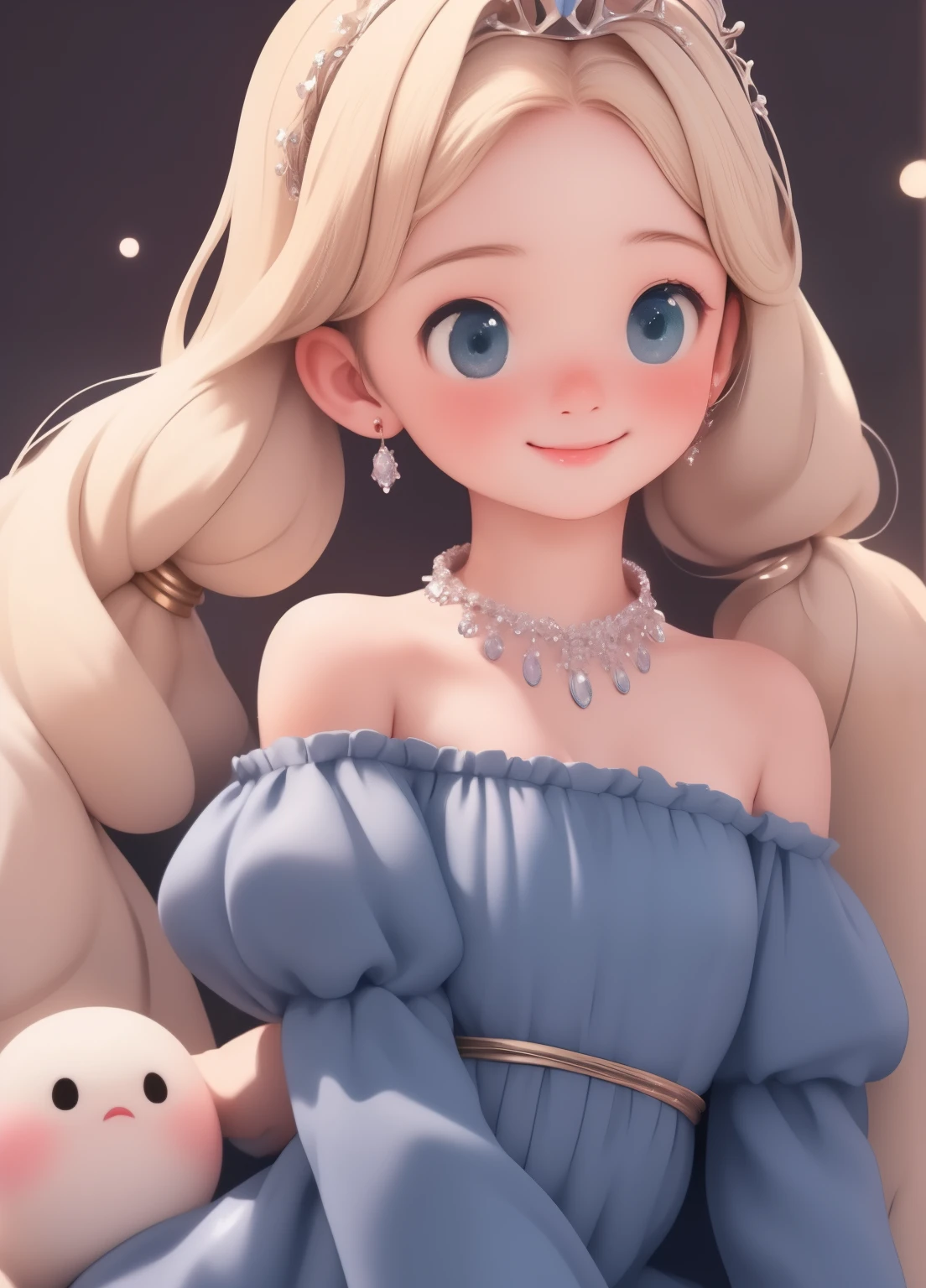 (masterpiece、Highest quality、Highest quality、Official Art、Beautiful and beautiful:1.2)、(One person:1.3)Hatsune Miku、Twin tails,Beautiful breasts, Katsushika Hokusai,((RAW shooting:1.5, Realistic:1.5, 8k)), (Highest quality, masterpiece, Ultra-high resolution), Inside a French palace, Professional camera work:1.3, Highly detailed skin and facial textures:1.3, Glowing light effect, Super Detail:1.3, A cute Polish girl, Fair skin, Glowing Skin, (Transparency:1.4, Small face), Very cute face:1.5, (Transparencyを感じる目:0.9, Looking into the distance), smile:1.0, (Mouth slightly open:0.4, Transparencyを感じる口当たり:0.7), double eyelid, Super long blonde hair, tiara, Necklaces and earrings, ((How to wear an elegant, shiny satin off-the-shoulder princess dress correctly))