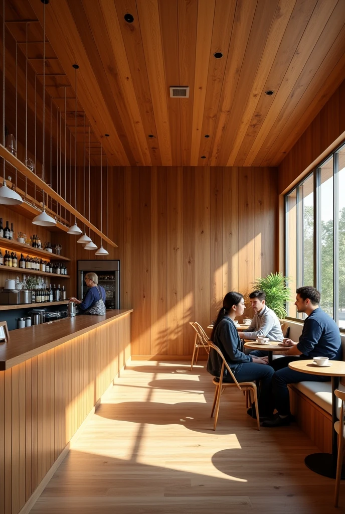 acoustic wood panel in cafe