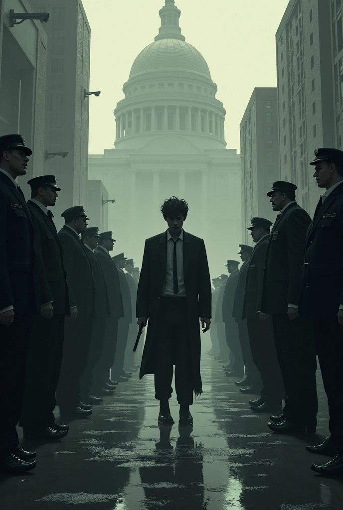 Create an image about the 1984 novel that shows how the party reprimands and punishes autonomy