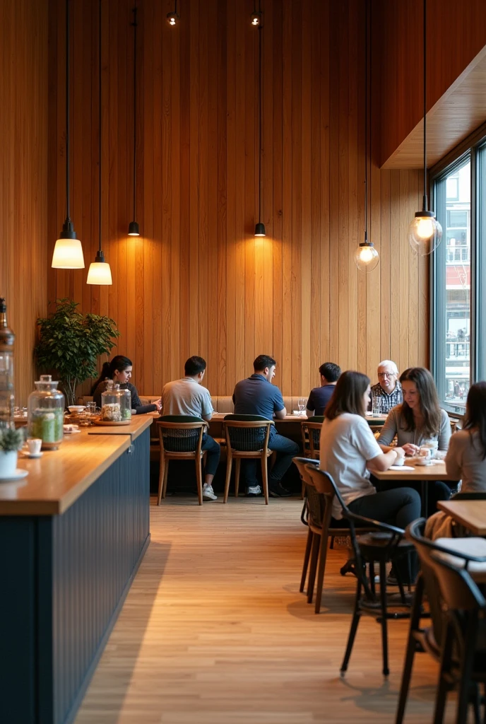 acoustic wood panel in cafe