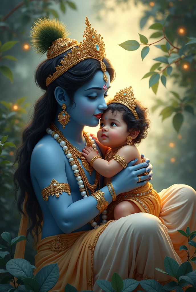 Little krishan with yeshodha maya