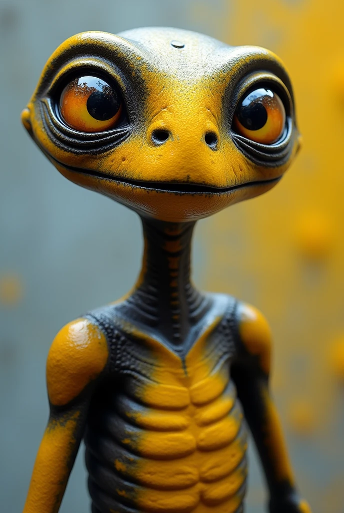 Create a happy ET.
with automotive paint gun, in black and yellow colors E-THULER