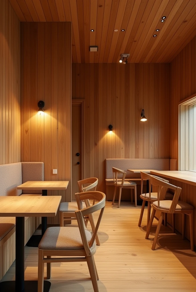 acoustic wood panel in cafe not people