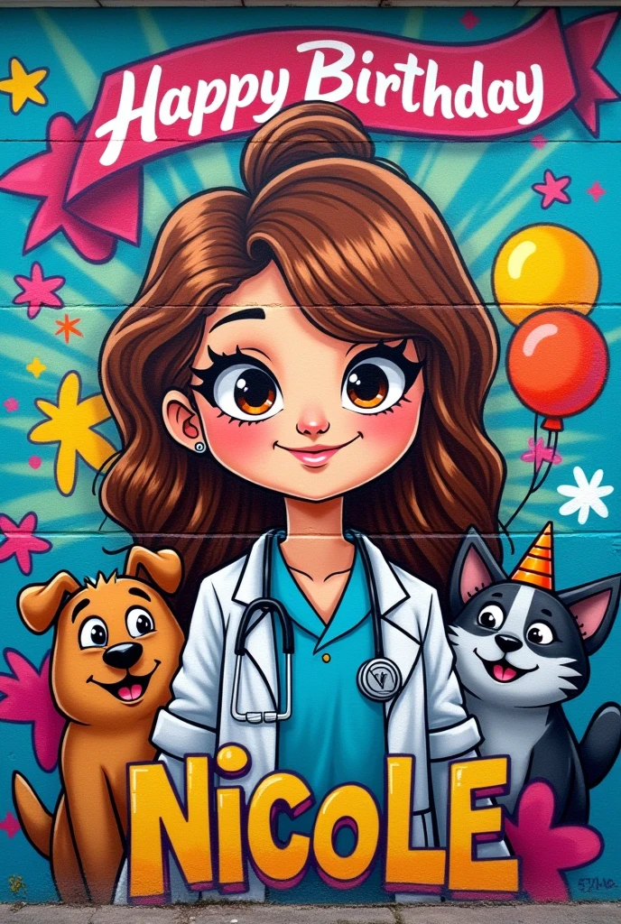 Graffiti Happy Birthday Veterinarian Nicole