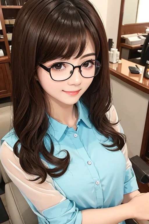 Highest quality、masterpiece、High sensitivity、High resolution、Detailed Description、Slender women、Glasses、beautician、Cut and Perm、