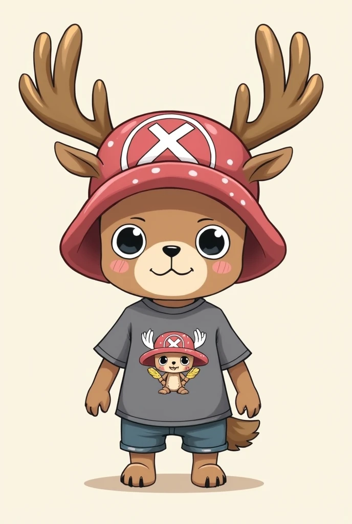 Image of chooper wearing a grey t-shirt with the creamissbymislaniscortes logo