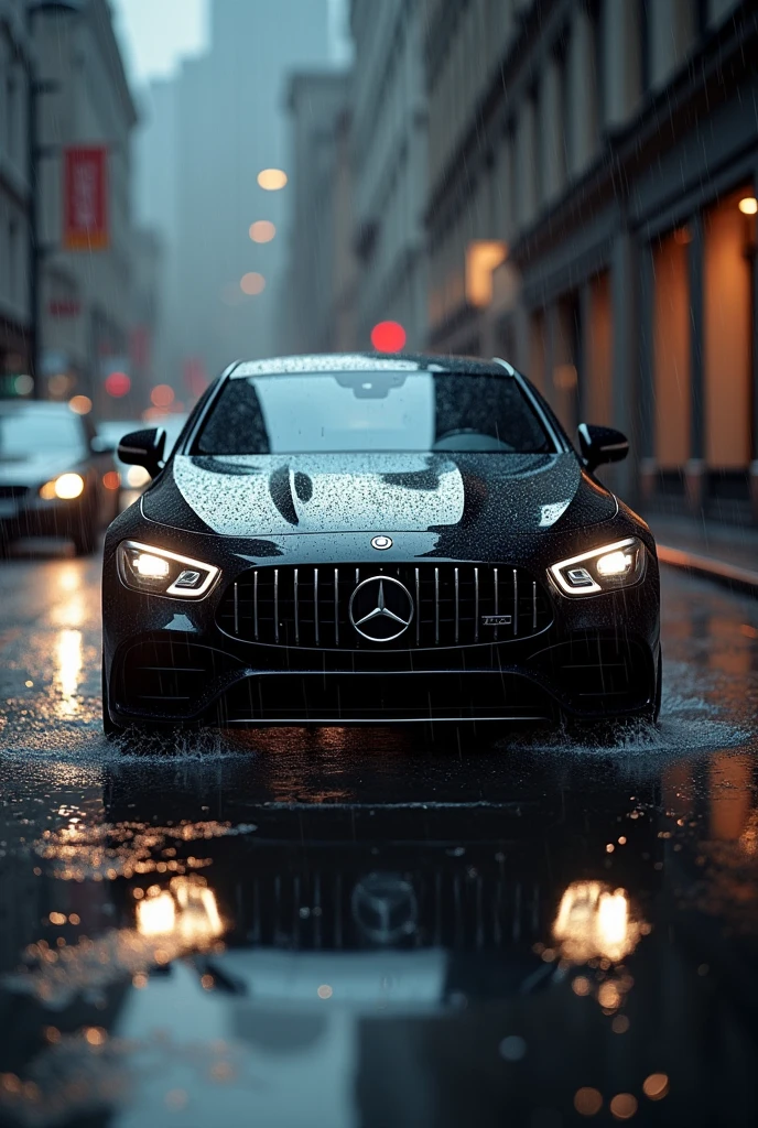 Black Mercedes hd picture in rain