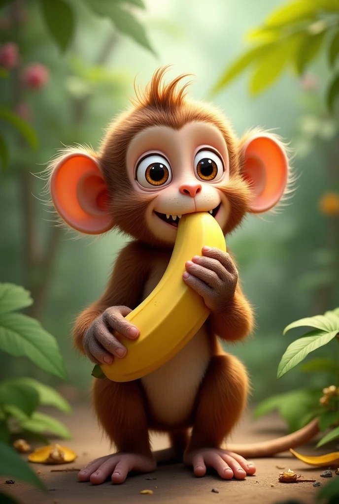 Monkey eating an banana