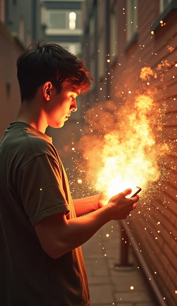 A person playing and the cell phone exploding