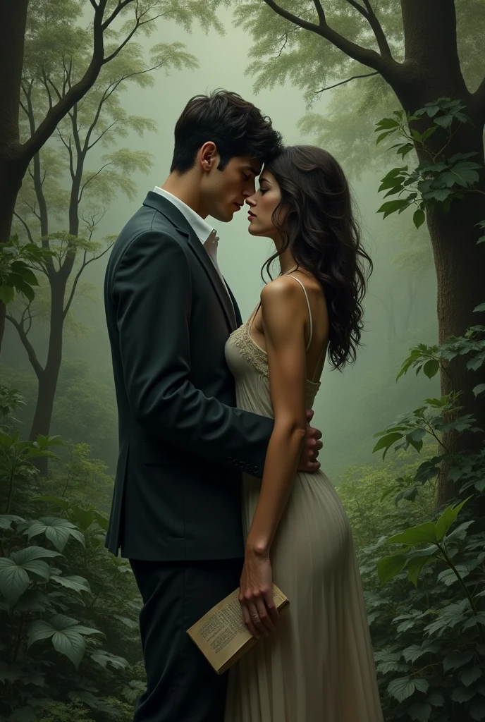 Create an image about the 1984 novel that shows the protagonist Winton meeting Julia