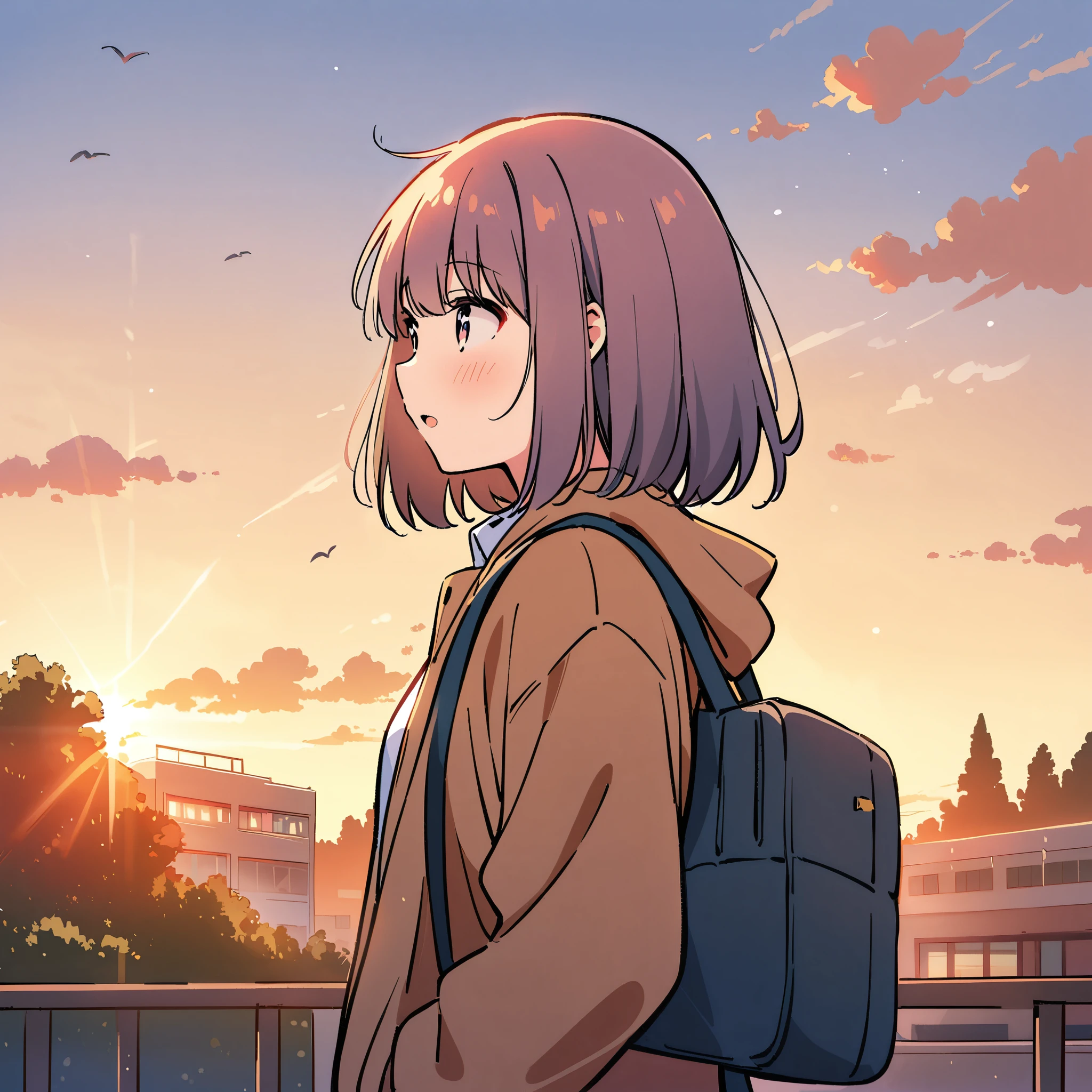 Going home、Returning to school with friends、high school student、evening