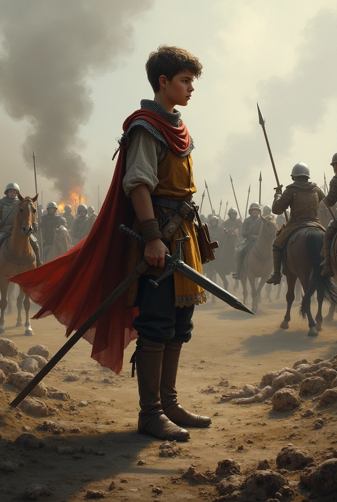 Imagine a squire in a war