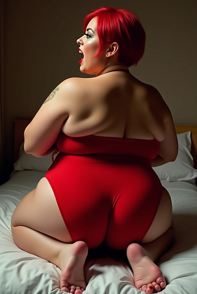 Sexy bbw, short hair, catsuit, chubby, red lips, red nails, without tattoo, bed, big butt, from behind, chubby, big tits, Sexy bbw, short red hair, green eyes, red dessous, chubby, red lips, red nails, without tattoo, bed, big butt, from behind, chubby, big tits, Sexy bbw, short red hair, green eyes, red dessous, chubby, red lips, red nails, without tattoo, bed, big butt, from behind, on all fours, orgasm, scream, plumper, nice feet