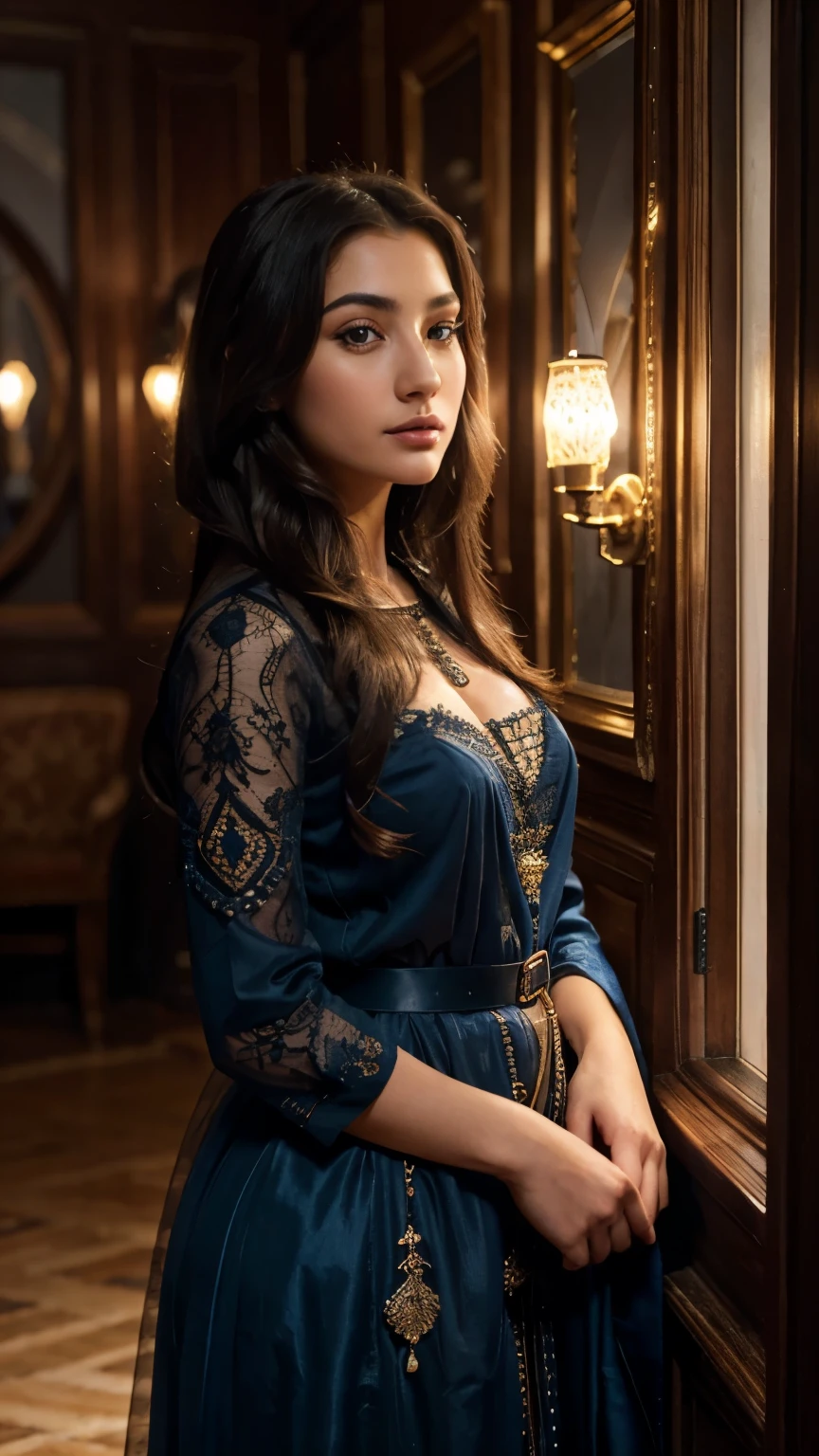 Full body, beautiful detailed eyes, beautiful detailed lips, extremely detailed eyes and face, long eyelashes, 1girl, detailed high-quality portrait, sexy afghan dress, beautiful afghan woman, detailed high-quality digital painting, elegant, charming, dramatic lighting, cinematic color palette, dramatic chiaroscuro lighting, rich and vibrant colors, photorealistic, 8k, best quality, masterpiece