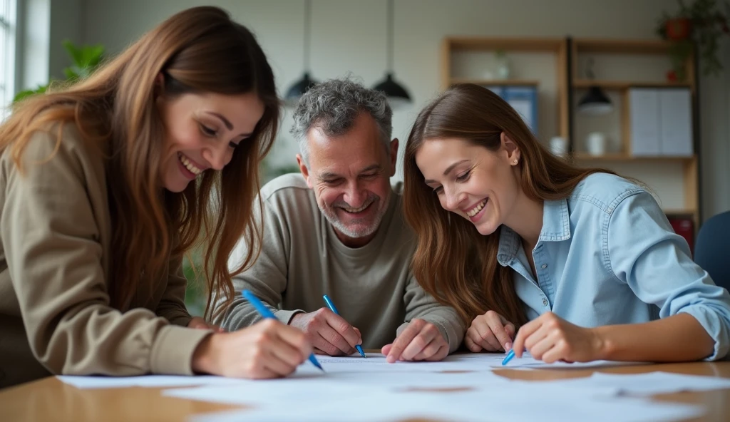 happy people solving problems together