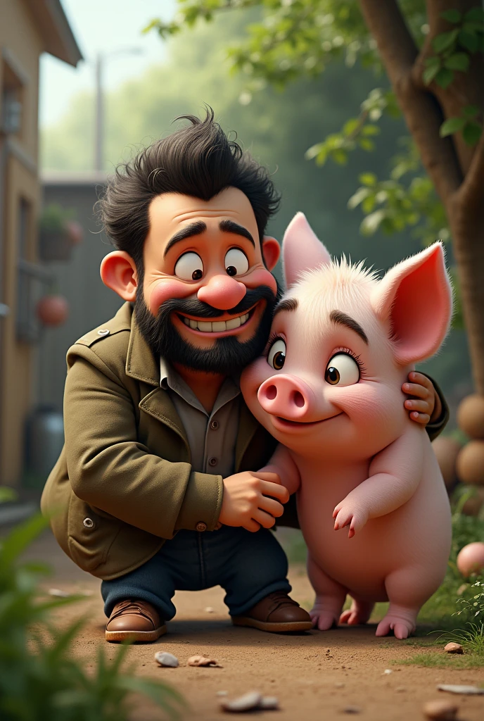 Cyril Hanouna caresse un cochon 